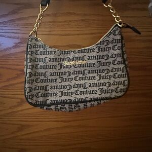 Juicy Couture Black and Gold Shoulder Bag with Chain Strap